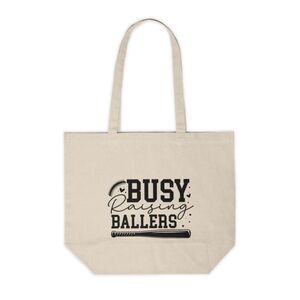 Busy Raising Ballers Custom Baseball Canvas Tote Bag